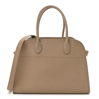 THE ROW Grained Calfskin Soft Margaux 10 Bag Dark Taupe
