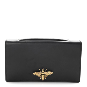 CHRISTIAN DIOR Calfskin Bee Clutch Black