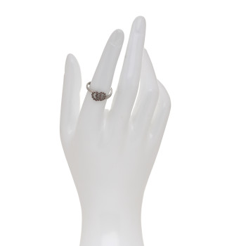 GUCCI 18K White Gold Pink Topaz Running G Ring 53 6.25