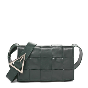 BOTTEGA VENETA Paper Calfskin Maxi Intreccio Small Cassette Crossbody Bag Raintree