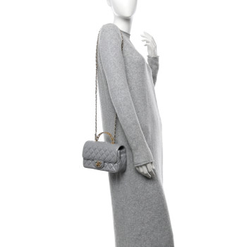 CHANEL Metallic Lambskin Quilted Mini Strass On Top Flap Silvery