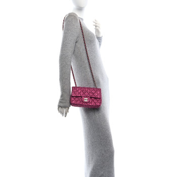 CHANEL Metallic Tweed Quilted Mini Rectangular Flap Pink