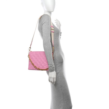 LOUIS VUITTON Lambskin Embossed Monogram Coussin PM  Rose Bonbon