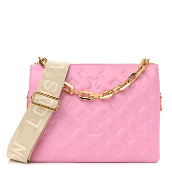 LOUIS VUITTON Lambskin Embossed Monogram Coussin PM  Rose Bonbon