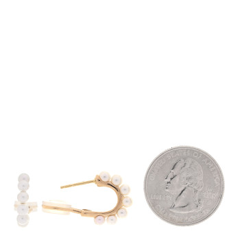 MIKIMOTO 18K Yellow Gold Akoya Cultured Pearl 8mm Hoop Earrings
