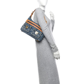 LOUIS VUITTON Monogram Denim Baggy PM Blue