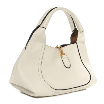 GUCCI Grained Calfskin Softbit Medium Shoulder Bag White