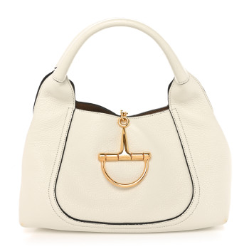 GUCCI Grained Calfskin Softbit Medium Shoulder Bag White