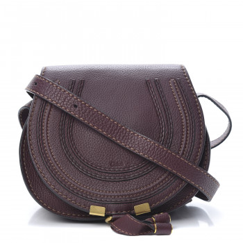CHLOE Calfskin Mini Marcie Round Crossbody Bag Dark Velvet