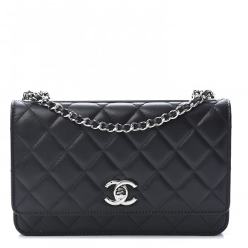 CHANEL Lambskin Quilted Trendy CC Wallet On Chain WOC Black