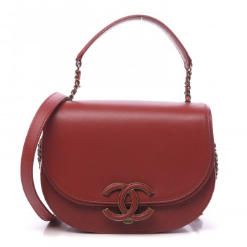 CHANEL Shiny Calfskin Goatskin Quilted Small Coco Curve Messenger Flap Red