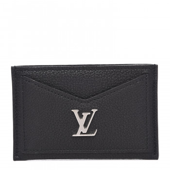 LOUIS VUITTON Calfskin Lockme Card Holder Black