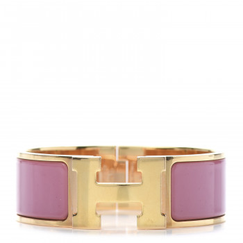 HERMES Enamel Wide Clic Clac H Bracelet GM Rose Velours