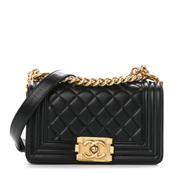 CHANEL Lambskin Quilted Small Boy Flap Black