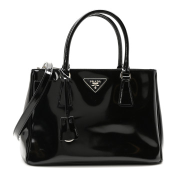 PRADA Spazzolato Small Galleria Double Zip Tote Black