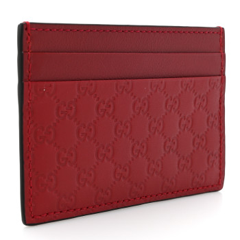 GUCCI Guccissima Card Holder Hibiscus Red