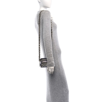 CHANEL Gradient Metallic Lambskin Quilted Like A Wallet Clutch With Chain Silver Purple