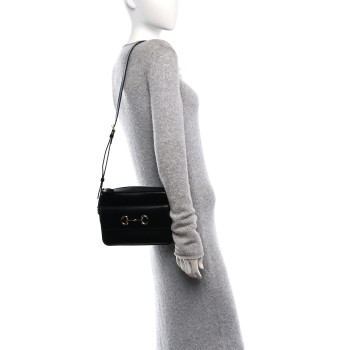 GUCCI Azalea Calfskin Small Horsebit 1955 Shoulder Bag Black