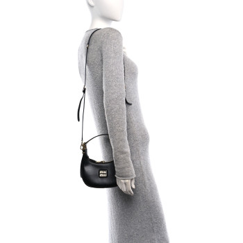 MIU MIU Soft Calf Mini Hobo Black