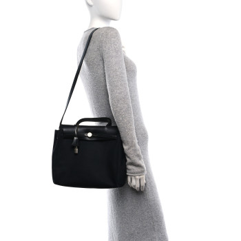 HERMES Toile Vache Calfskin Herbag 30 PM Black