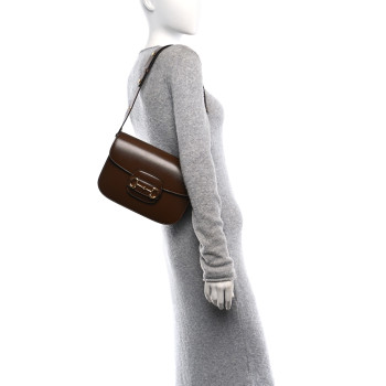 GUCCI Azalea Calfskin Horsebit 1955 Shoulder Bag Brown Sugar