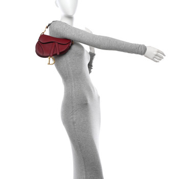 CHRISTIAN DIOR Grained Calfskin Mini Saddle Bag Red
