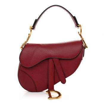 CHRISTIAN DIOR Grained Calfskin Mini Saddle Bag Red