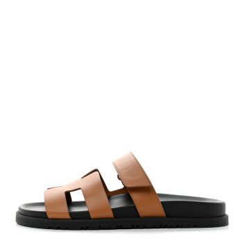 HERMES Calfskin Mens Chypre Sandals 40.5 Naturel