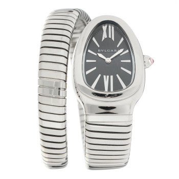 BULGARI Stainless Steel 35mm Serpenti Tubogas Quartz Watch Black