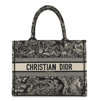 CHRISTIAN DIOR Canvas Embroidered Medium Toile De Jouy Reverse Book Tote Blue