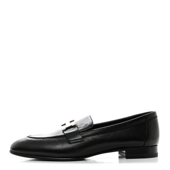 HERMES Goatskin Womens Paris Loafers 36 Black