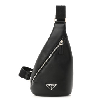 PRADA Softy Calfskin Triangle Cross Bag Black