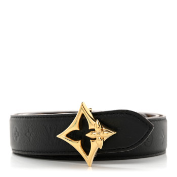 LOUIS VUITTON Calfskin Monogram 30mm LV Initiales Reversible Belt 85 34 Black