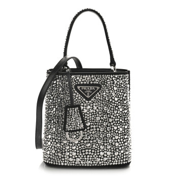 PRADA Satin Crystal Small Panier Bucket Bag Metal 1429705