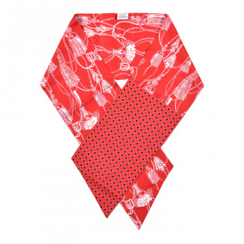 HERMES Silk Passementerie Maxi Twilly Cut Rouge White Marine