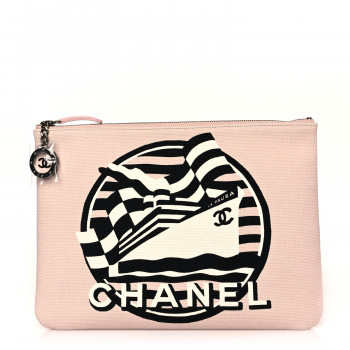 CHANEL Canvas La Pausa Cosmetic Case Light Pink