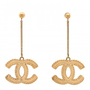 CHANEL CC Drop Earrings Matte Gold
