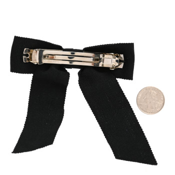 CHANEL Grosgrain Bow CC Hair Clip Black