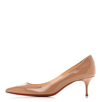 CHRISTIAN LOUBOUTIN Patent Pigalle Follies 55 Pumps 37.5 Nude