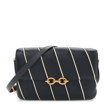 SAINT LAURENT Lambskin Quilted Le Maillon Satchel Marine