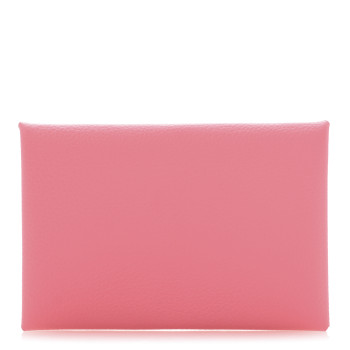 HERMES Evercolor Calvi Card Case Rose Azalee