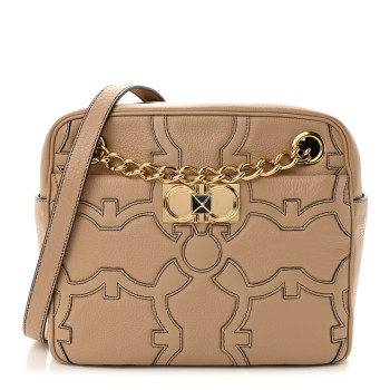 SALVATORE FERRAGAMO Calfskin Gancini Shoulder Bag Beige