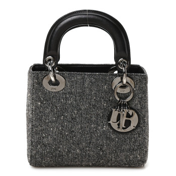 CHRISTIAN DIOR Tweed Mini Lady Dior Black
