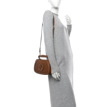GUCCI Roxy Calfskin Medium Blondie Top Handle Bag Brown