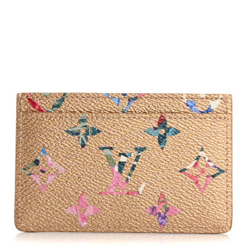 LOUIS VUITTON Metallic Monogram LV Garden Card Holder Gold