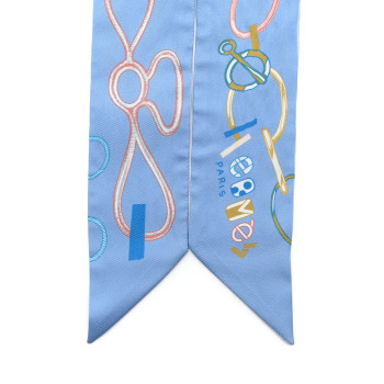 HERMES Silk Do Re Boucles Twilly Bleu Ciel Blue Cob