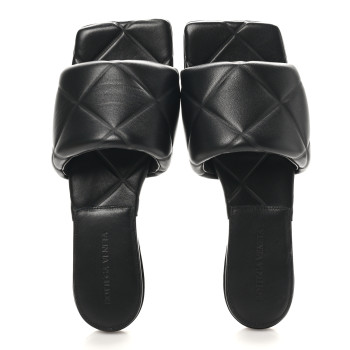 BOTTEGA VENETA Nappa Quilted Rubber Lido Flat Sandals 37 Black