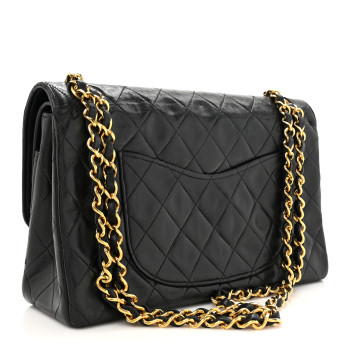 CHANEL Lambskin Quilted Medium Double Flap Black