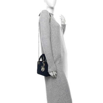 CHRISTIAN DIOR Velvet Mini Lady Dior Navy Blue