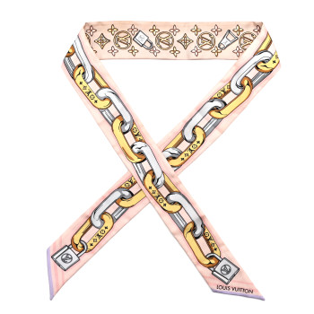 LOUIS VUITTON Silk Bejeweled BB Bandeau Beige